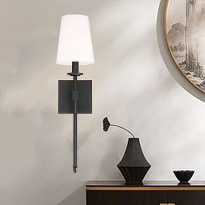 Contemporary Industrial Drum Iron Fabric 1-Light Wall Sconce Lamp For Living Room