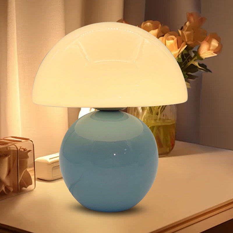 Contemporary Nordic Round Ceramic Glass 1-Light Table Lamp For Living Room