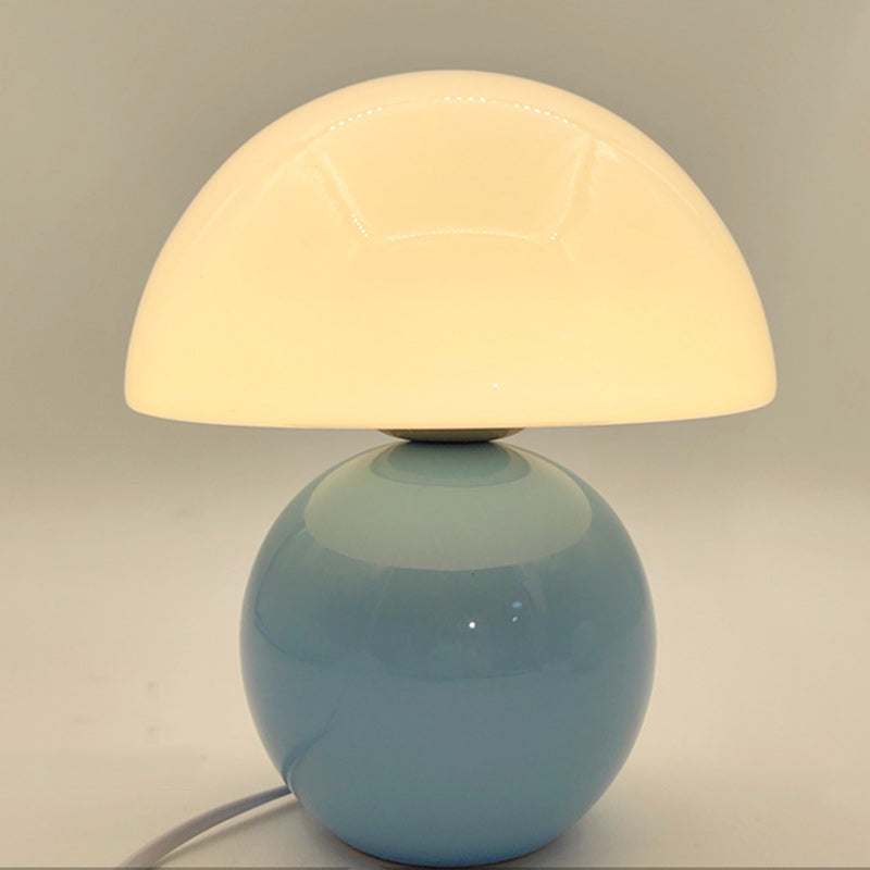 Contemporary Nordic Round Ceramic Glass 1-Light Table Lamp For Living Room