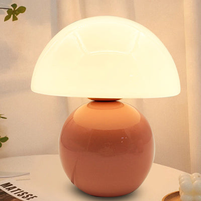 Contemporary Nordic Round Ceramic Glass 1-Light Table Lamp For Living Room