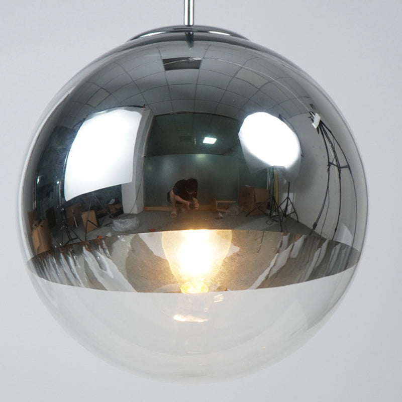 Contemporary Nordic Globe Iron Glass 1-Light Pendant Light For Living Room