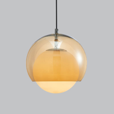 Contemporary Scandinavian Spherical Iron Glass 1-Light Pendant Light For Living Room