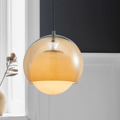 Contemporary Scandinavian Spherical Iron Glass 1-Light Pendant Light For Living Room