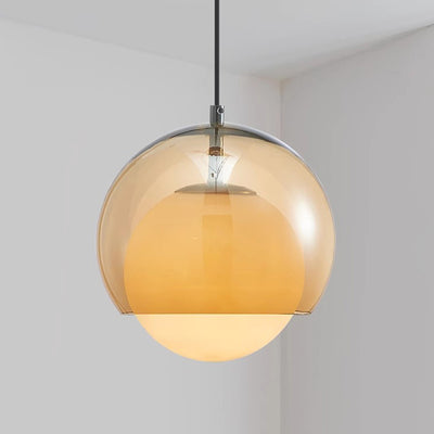 Contemporary Scandinavian Spherical Iron Glass 1-Light Pendant Light For Living Room