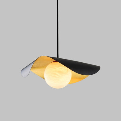 Contemporary Scandinavian Curved Iron Glass 1-Light Pendant Light For Living Room