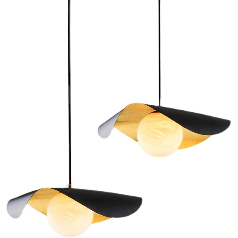 Contemporary Scandinavian Curved Iron Glass 1-Light Pendant Light For Living Room