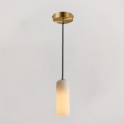 Contemporary Luxury Column Stone Glass LED Pendant Light For Living Room