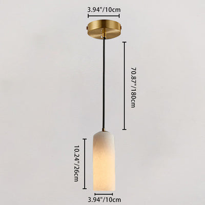 Contemporary Luxury Column Stone Glass LED Pendant Light For Living Room