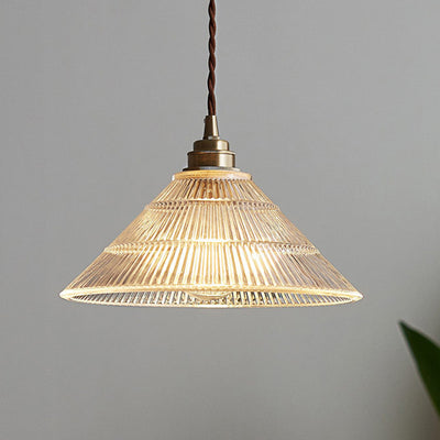 Contemporary Scandinavian Cone Copper Glass 1-Light Pendant Light For Living Room