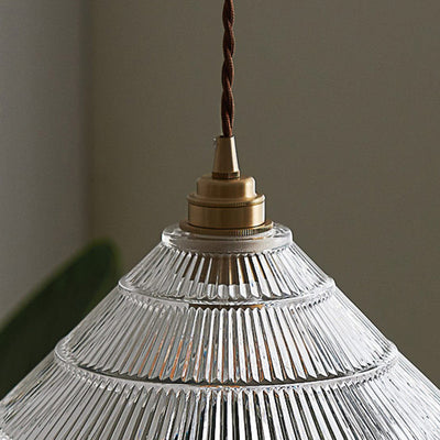 Contemporary Scandinavian Cone Copper Glass 1-Light Pendant Light For Living Room