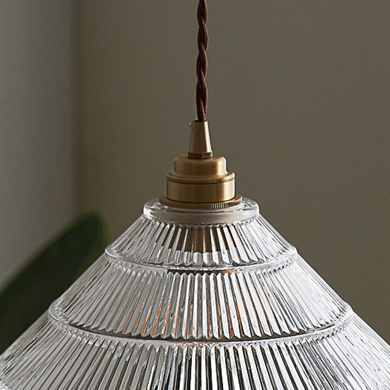 Contemporary Scandinavian Cone Copper Glass 1-Light Pendant Light For Living Room