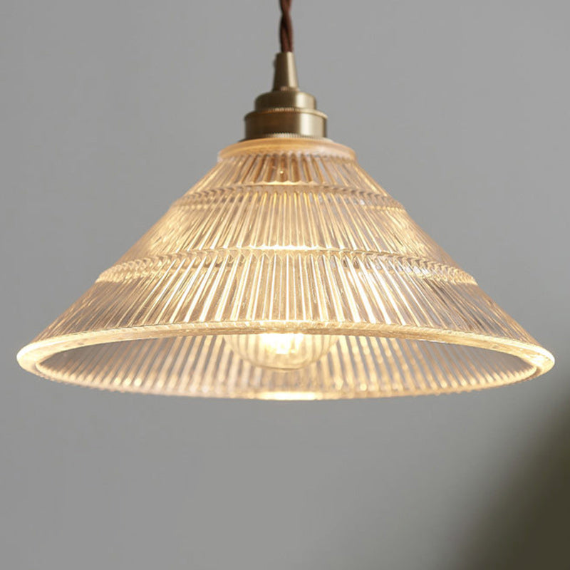 Contemporary Scandinavian Cone Copper Glass 1-Light Pendant Light For Living Room