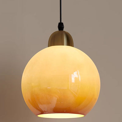 Contemporary Nordic Oval Copper Glass 1-Light Pendant Light For Living Room