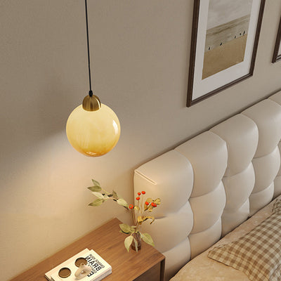 Contemporary Nordic Oval Copper Glass 1-Light Pendant Light For Living Room