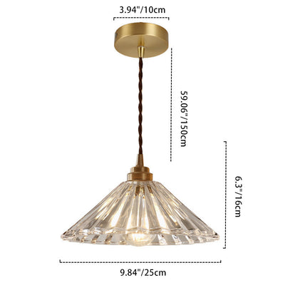 Contemporary Scandinavian Cone Copper Glass 1-Light Pendant Light For Living Room