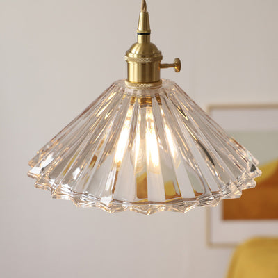 Contemporary Scandinavian Cone Copper Glass 1-Light Pendant Light For Living Room