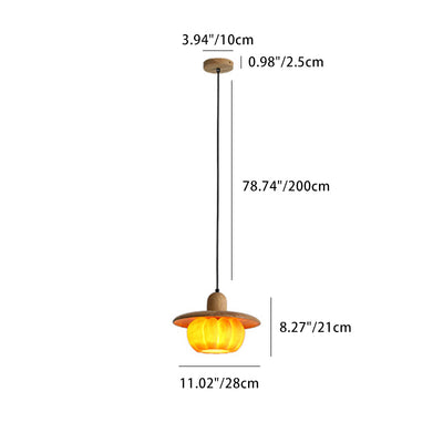 Contemporary Nordic Pumpkin Wood Resin 1-Light Pendant Light For Living Room