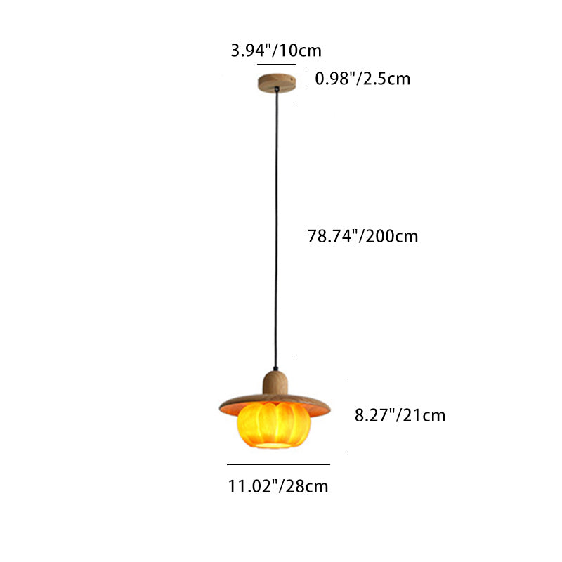 Contemporary Nordic Pumpkin Wood Resin 1-Light Pendant Light For Living Room