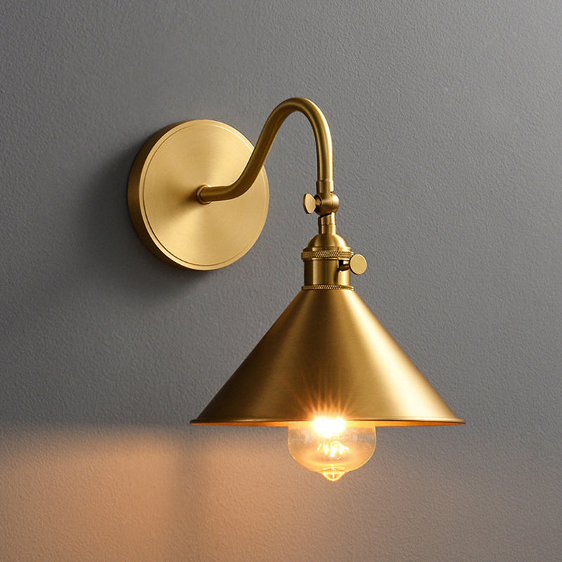 Contemporary Luxury Cone Copper 1-Light Wall Sconce Lamp For Living Room