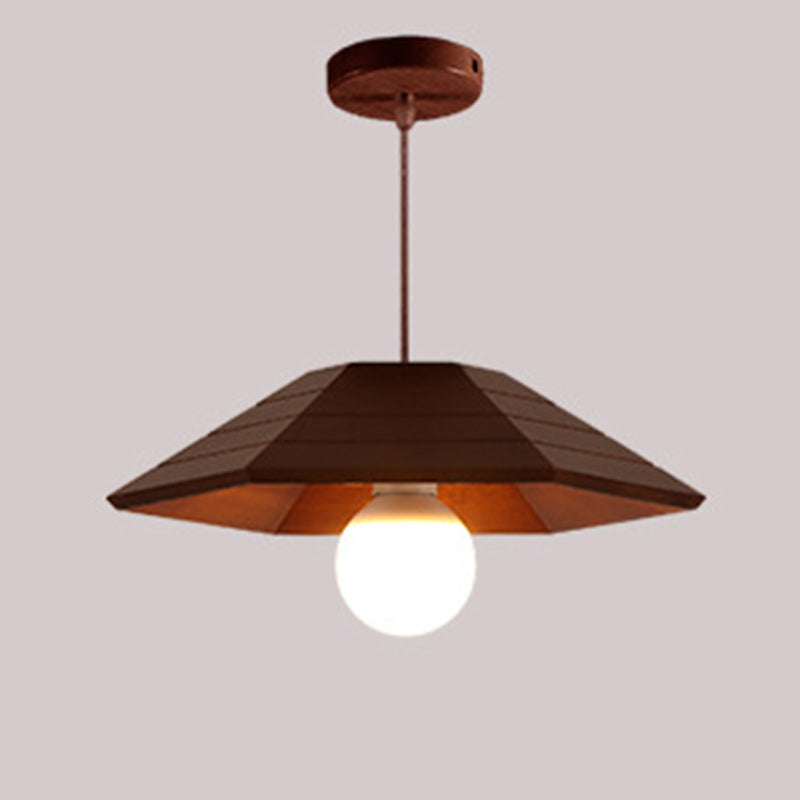 Traditional Chinese Hexagon Wood 1-Light Pendant Light For Living Room