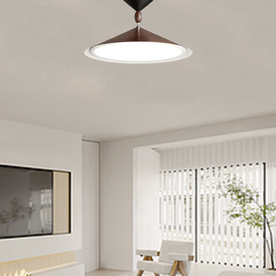 Traditional Japanese Cone Iron Acrylic LED Semi-Flush Mount Ceiling Light For Dining Room