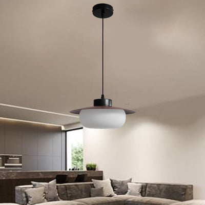 Traditional Japanese Round Iron Plastic LED Pendant Light For Living Room