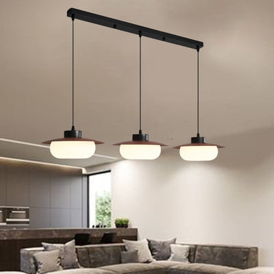 Traditional Japanese Round Iron Plastic LED Pendant Light For Living Room