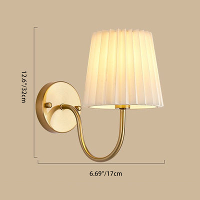 Traditional French Drum Iron Fabric Glass 1-Light Wall Sconce Lamp For Living Room