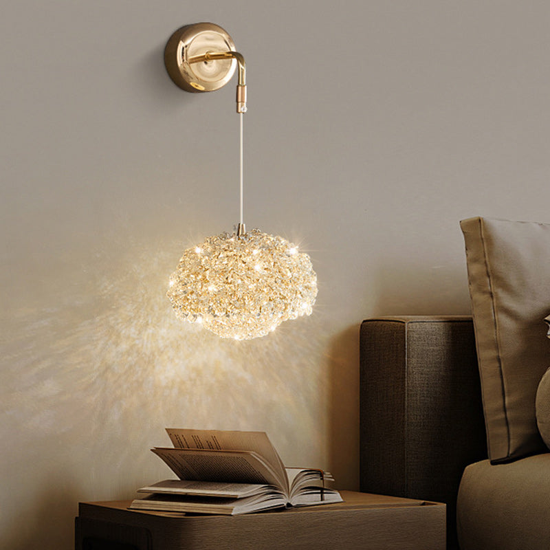 Contemporary Luxury Oval Aluminum Crystal 1-Light Wall Sconce Lamp For Living Room