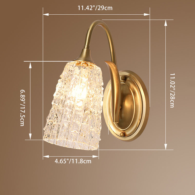 Contemporary Luxury Column Copper Glass 1/2-Light Wall Sconce Lamp For Living Room