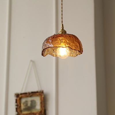 Contemporary Nordic Dome Copper Glass 1-Light Pendant Light For Living Room