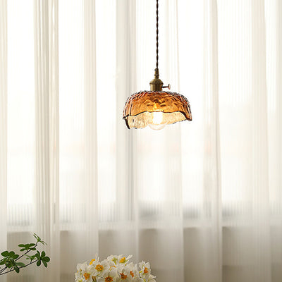 Contemporary Nordic Dome Copper Glass 1-Light Pendant Light For Living Room