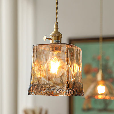 Contemporary Nordic Dome Copper Glass 1-Light Pendant Light For Living Room