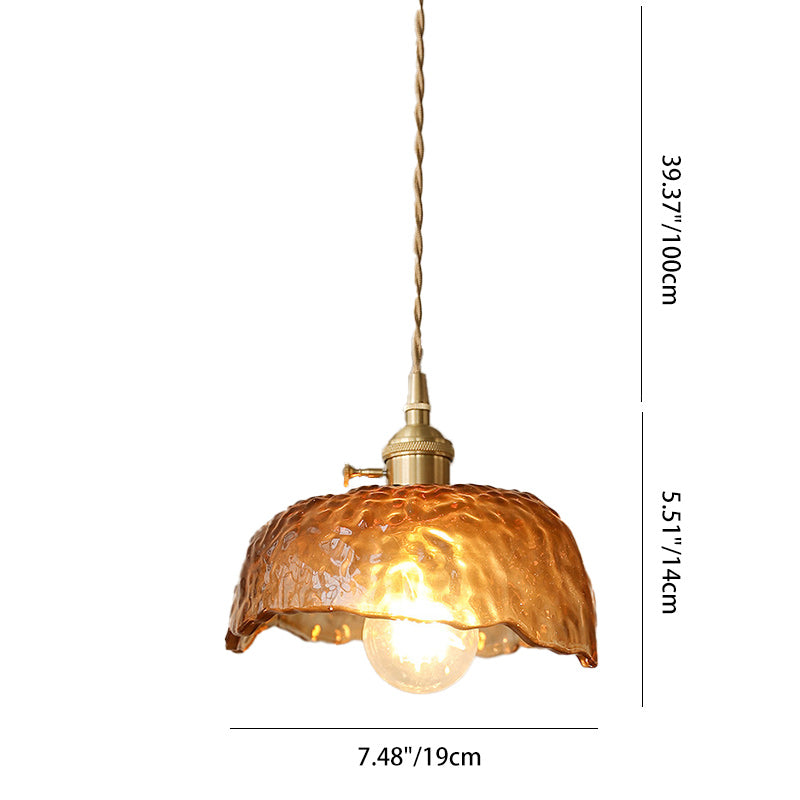 Contemporary Nordic Dome Copper Glass 1-Light Pendant Light For Living Room