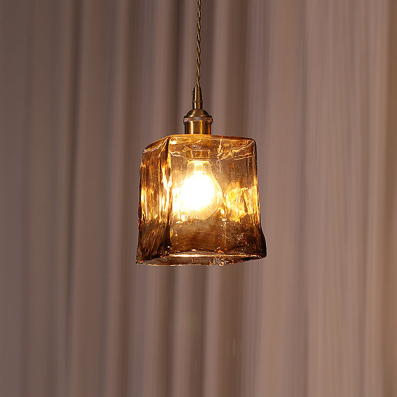 Contemporary Nordic Dome Copper Glass 1-Light Pendant Light For Living Room