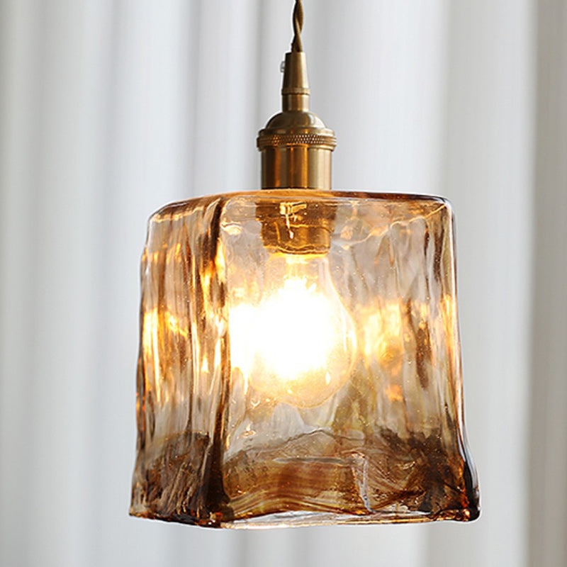 Contemporary Nordic Dome Copper Glass 1-Light Pendant Light For Living Room