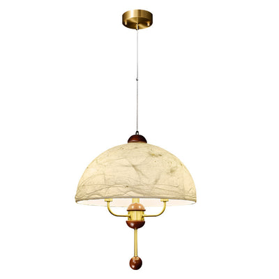 Contemporary Retro Dome Copper Fabric 3-Light Pendant Light For Living Room