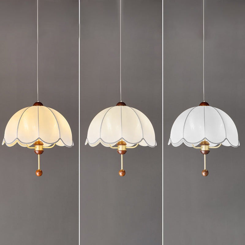 Contemporary Retro Dome Copper Fabric 3-Light Pendant Light For Living Room