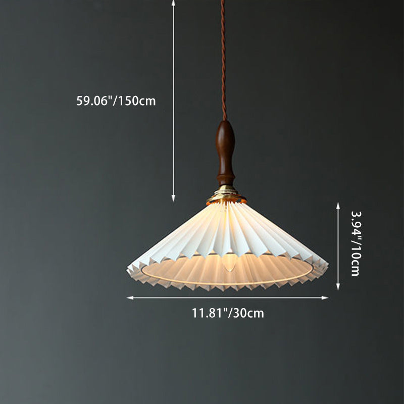 Contemporary Nordic Cone Wood Copper Plastic 1-Light Pendant Light For Living Room