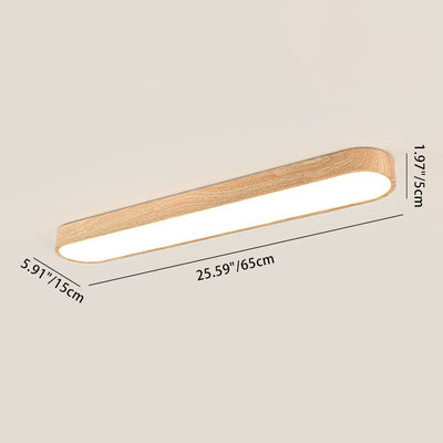 Contemporary Nordic Rectangular Wood Acrylic LED Flush Mount Ceiling Light For Living Room