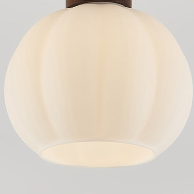 Contemporary Nordic Oval Wood Iron Glass 1-Light Semi-Flush Mount Ceiling Light For Living Room