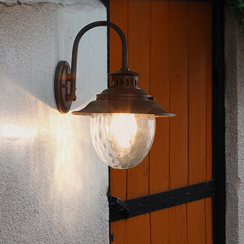 Contemporary Industrial Oval Aluminum Glass 1-Light Wall Sconce Lamp For Garden