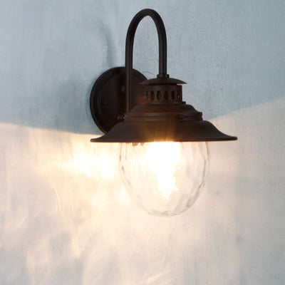 Contemporary Industrial Oval Aluminum Glass 1-Light Wall Sconce Lamp For Garden