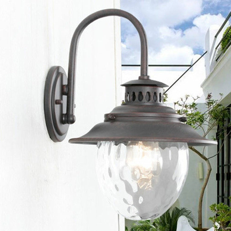 Contemporary Industrial Oval Aluminum Glass 1-Light Wall Sconce Lamp For Garden