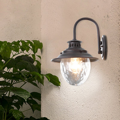 Contemporary Industrial Oval Aluminum Glass 1-Light Wall Sconce Lamp For Garden