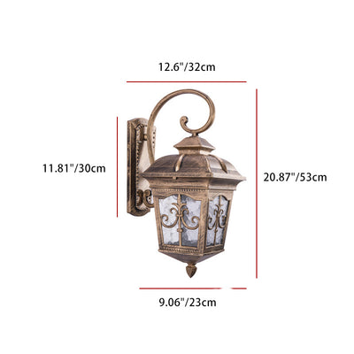 Traditional French Trapezoid Aluminum Glass 1-Light Wall Sconce Lamp For Garden