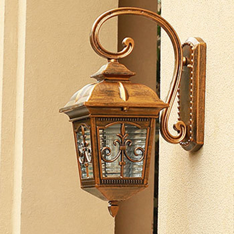 Traditional French Trapezoid Aluminum Glass 1-Light Wall Sconce Lamp For Garden