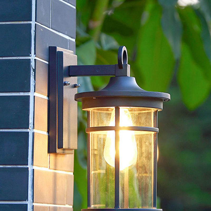 Contemporary Industrial Column Aluminum Glass 1-Light Wall Sconce Lamp For Garden