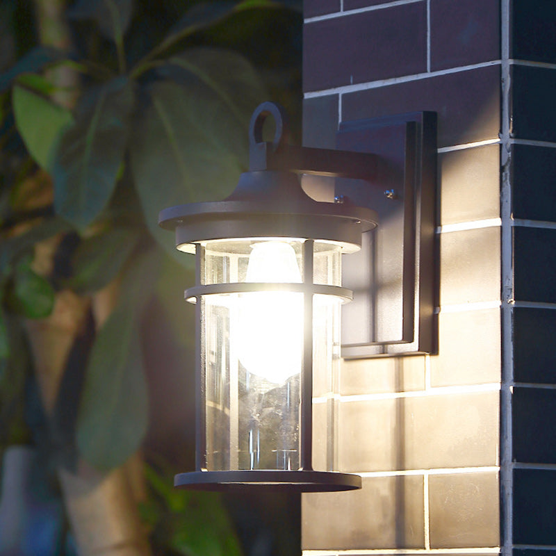 Contemporary Industrial Column Aluminum Glass 1-Light Wall Sconce Lamp For Garden