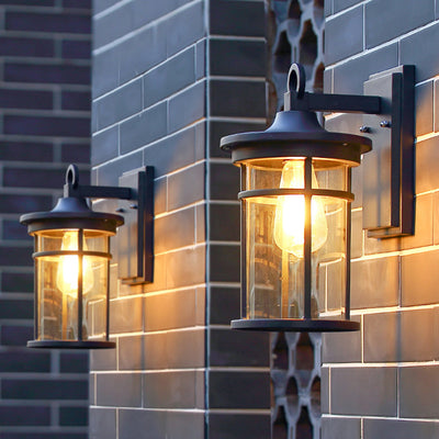 Contemporary Industrial Column Aluminum Glass 1-Light Wall Sconce Lamp For Garden